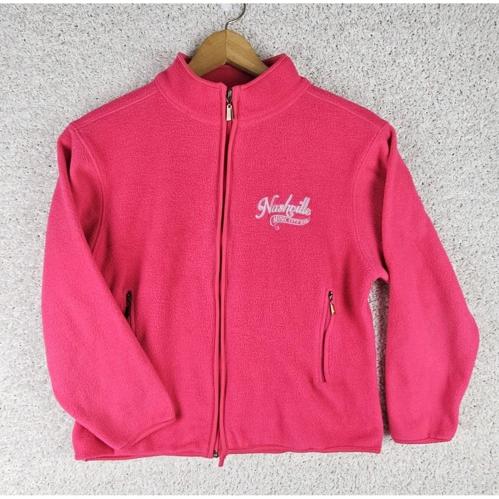 Vintage 90s Dimco Nashville Music City Pink Fleece Jacket Women's Small Full Zip